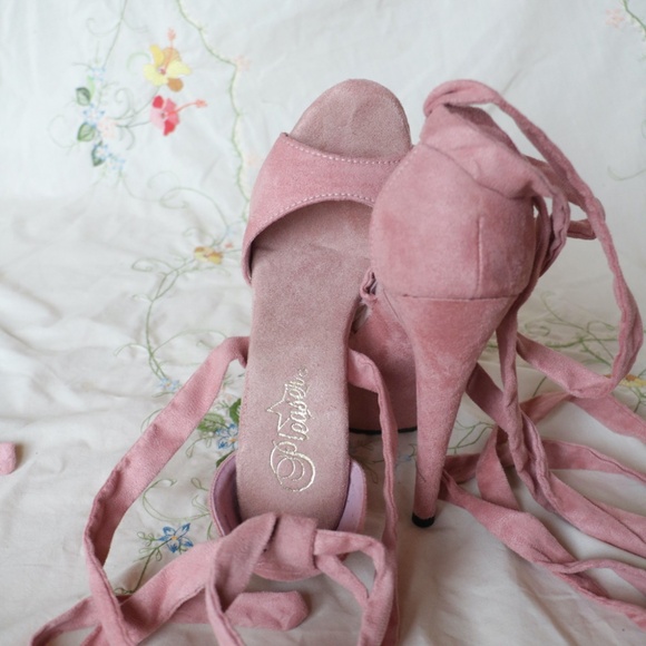 Pink Velvet Ballerina Pleasers - Picture 14 of 15